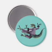 空手を行うラプターのイラストレーション。 マグネット (正面/裏面)