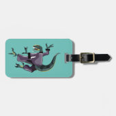 空手を行うラプターのイラストレーション。 ラゲッジタグ (正面横)