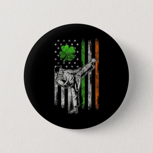 空手アメリカン・アイルランド国旗St patricks day・シャーロック 缶バッジ (正面)
