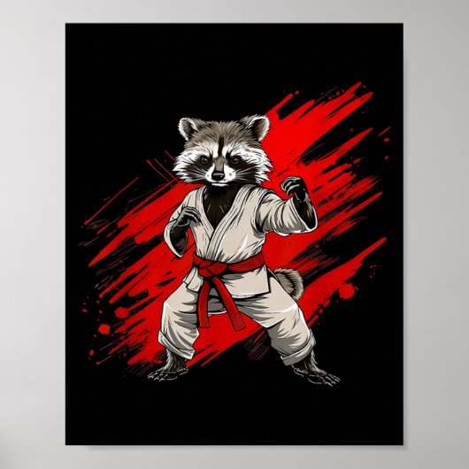 空手アライグマモチーフ テコンドー 柔術 MMA ポスター (正面)