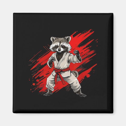 空手アライグマモチーフ テコンドー 柔術 MMA マグネット (正面)