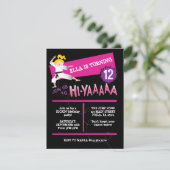 空手ガールキックピンクバースデーパーティーの招待 招待状 (スタンド正面)