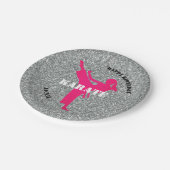 空手ガールグリッターハッピーバースデー紙プレート ペーパープレート (アングル)