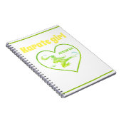 空手ガールグリーンイエローモダンガーリー武術アート ノートブック (右側)