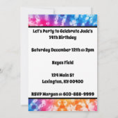 空手ガールバースデーパーティーのタイダイ虹 招待状 (裏面)