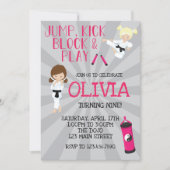 空手ガールピンク武術アーツ誕生日 招待状 (正面)