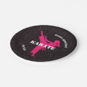 空手ガール仕様のグリッター誕生日プレート ペーパープレート (アングル)