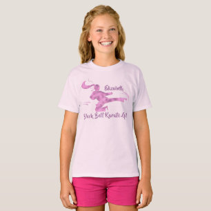 空手ガール武術アーツパープルピンクユニークかわいい Tシャツ