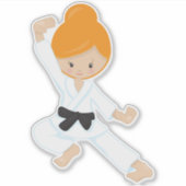 空手ガール、かわいい女の子、オレンジの髪、黒のベルト シール (正面)