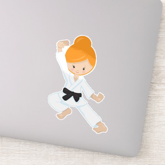 空手ガール、かわいい女の子、オレンジの髪、黒のベルト シール (詳細)
