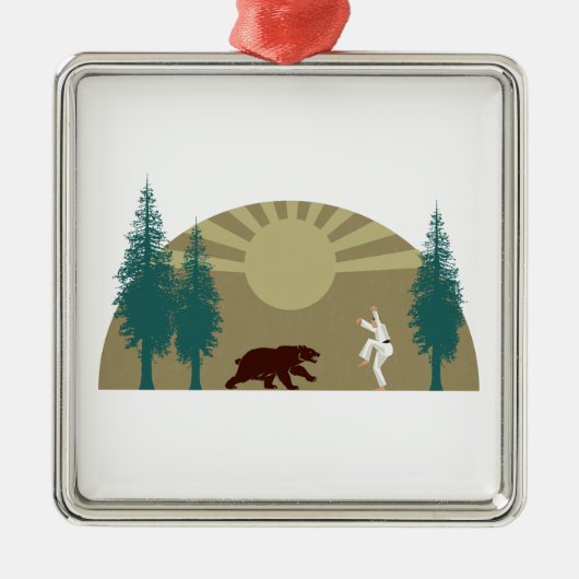 空手キックベア メタルオーナメント (正面)