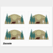 空手キックベア 長方形シール (シート)