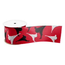 空手キックポーズシルエット武術アーツテーマ サテンリボン