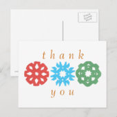 空手キッズの雪の結晶3人組感謝カード ポストカード (正面/裏面)