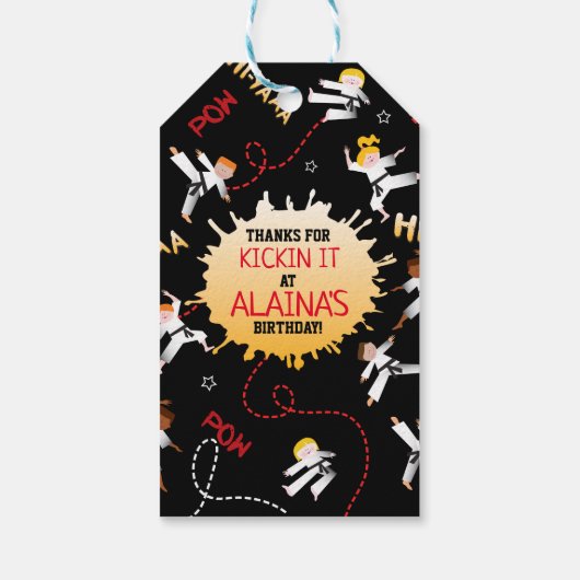 空手キッズテコンドー子供の誕生日パーティギフト ギフトタグ (裏面)