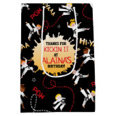 空手キッズテコンドー子供の誕生日パーティギフト ミディアムペーパーバッグ (裏面)