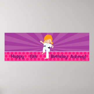 空手キッドガールパープルレイズのポスターレッド ポスター