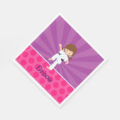 空手キッドガールパープルレイズナプキンブラウン スタンダードランチョンナプキン (角)