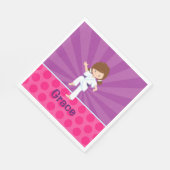 空手キッドガールペーパーナプキンブラウンパープルベルト スタンダードランチョンナプキン (角)