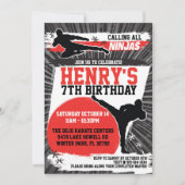 空手キッド忍者武術アーツバースデーパーティー 招待状 (正面)