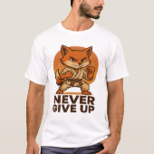 空手キツネ - 諦めない日本語のモチベーション Tシャツ (正面)
