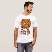 空手キツネ - 諦めない日本語のモチベーション Tシャツ (正面フル)