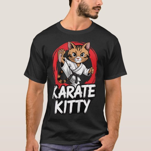 空手キティ 楽しい猫 格闘技 武道 Tシャツ (正面)