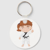空手キーチェーンをやっている女の子 キーホルダー (正面)