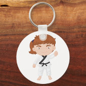 空手キーチェーンをやっている女の子 キーホルダー