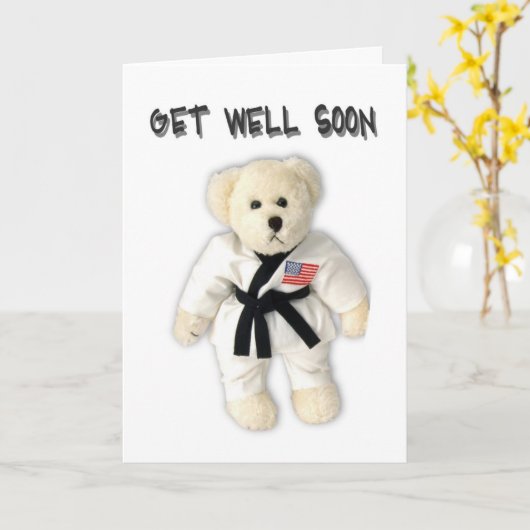 空手クマGet Well Soonカード カード (黄色い花)