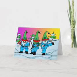 空手クリスマス忍者小妖精や小人グリーティングカード シーズンカード