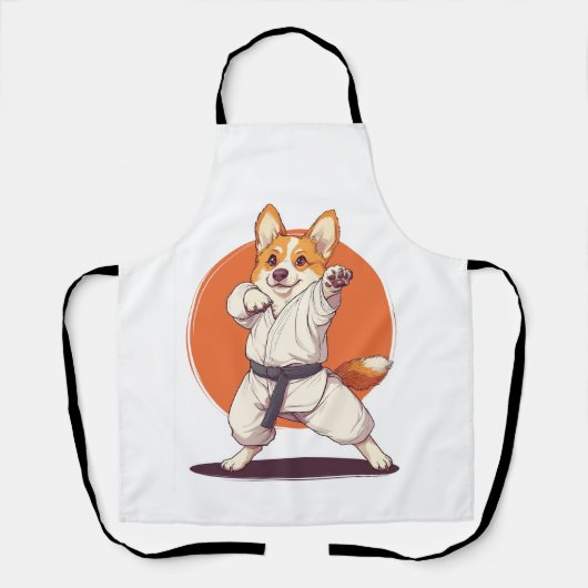 空手コーギー 武術犬 エプロン (正面)