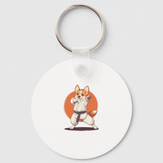 空手コーギー 武術犬 キーホルダー (正面)