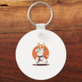空手コーギー 武術犬 キーホルダー (正面)