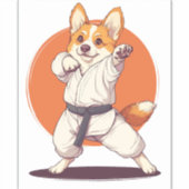 空手コーギー　武術犬 シール (正面)