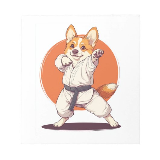 空手コーギー　武術犬 ノートパッド (正面)