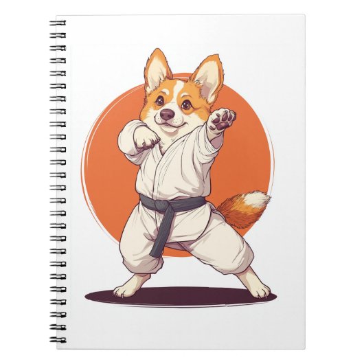 空手コーギー 武術犬 ノートブック (正面)