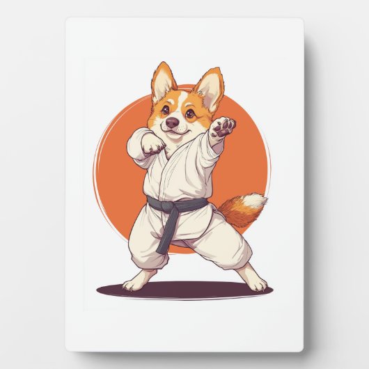 空手コーギー　武術犬 フォトプラーク (正面)