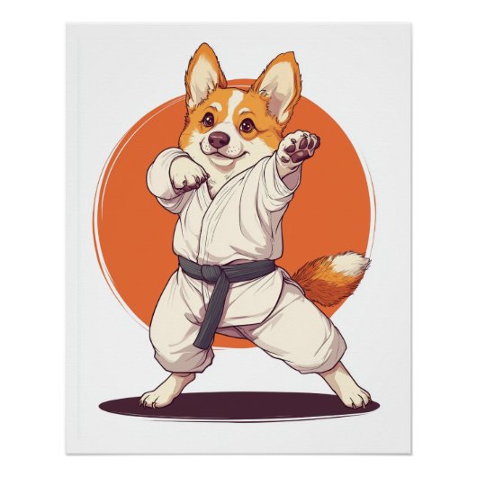空手コーギー　武術犬 ポスター (正面)