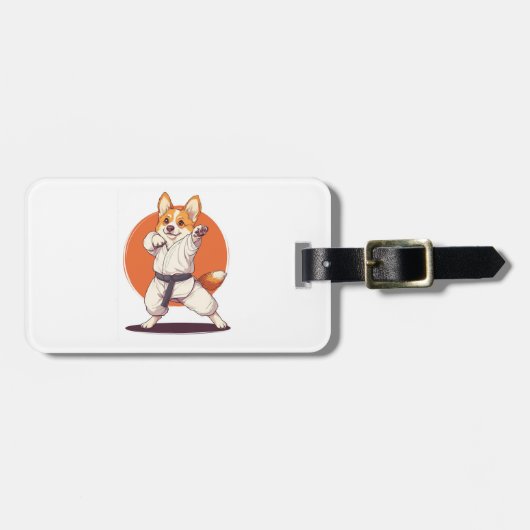 空手コーギー 武術犬 ラゲッジタグ (正面横)