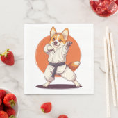 空手コーギー 武道犬 スタンダードランチョンナプキン (インサイチュ)