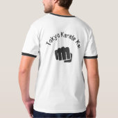 空手シルエット白黒モダントレンディースポーティ Tシャツ (裏面)