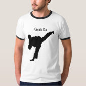 空手シルエット白黒モダントレンディースポーティ Tシャツ (正面)