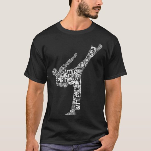 空手タイポグラフィ - 武道コーチ 自己防衛 Tシャツ (正面)