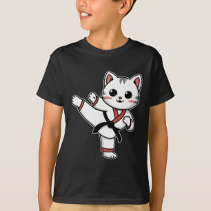 空手テコンドおもしろいー猫柔術女性女子M Tシャツ
