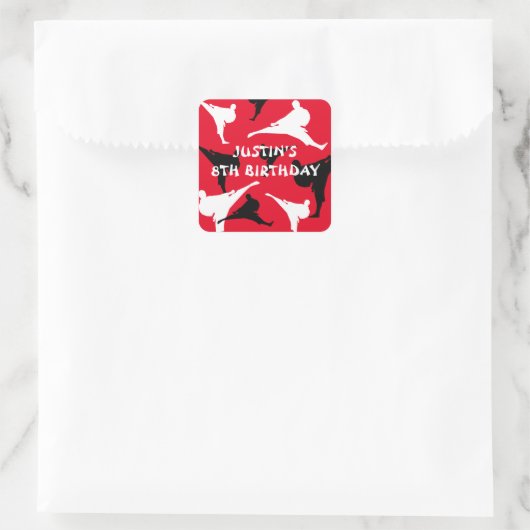 空手テーマキッズバースデーパーティーのシール スクエアシール (バッグ)