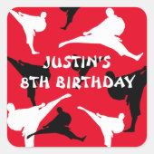 空手テーマキッズバースデーパーティーのシール スクエアシール (正面)