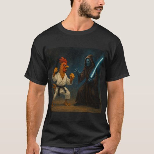 空手ニワトリVSエイリアンナイト Tシャツ (正面)