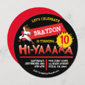 空手バースデーパーティー招待赤招待状 招待状 (正面/裏面)