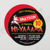 空手バースデーパーティー招待赤招待状 招待状 (正面/裏面)